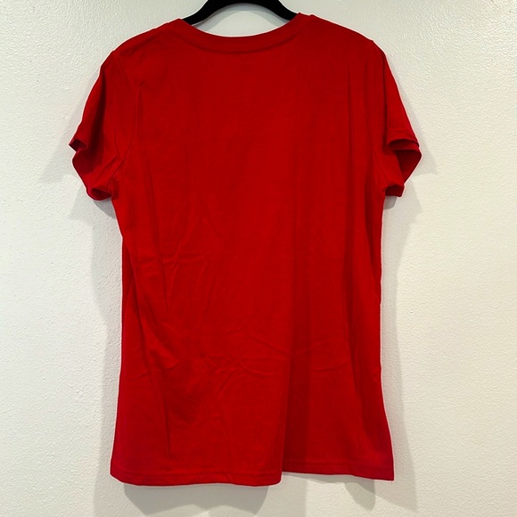 Women's San Francisco 49ers Red Short Sleeved V-Neck T-Shirt Size Large - Picture 2 of 7
